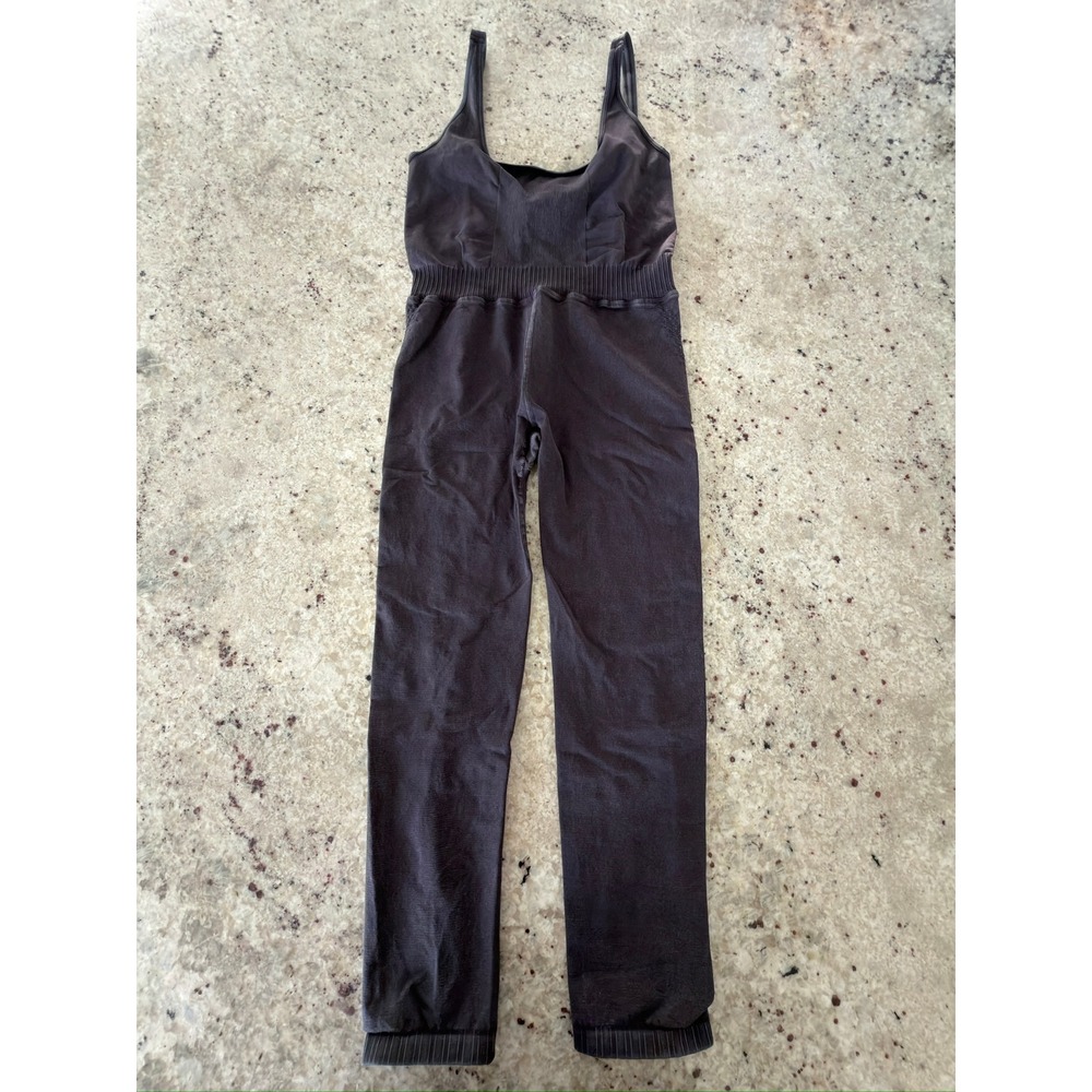 Free People Movement Washed Black Seamless Jumpsuit‎ Bodysuit M L NWT Yoga